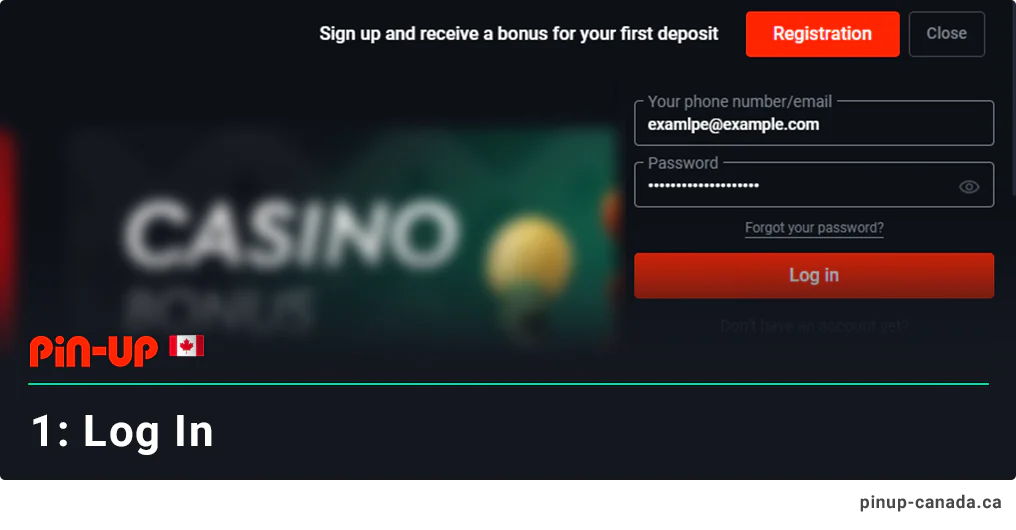 Log in to Pin Up to start depositing money