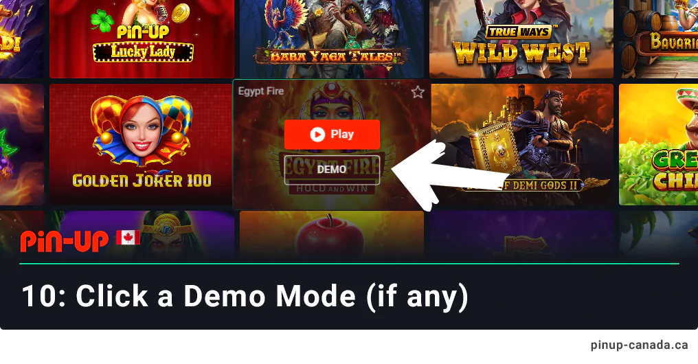 Choose to play selected game in demo mode (if any) or for real money