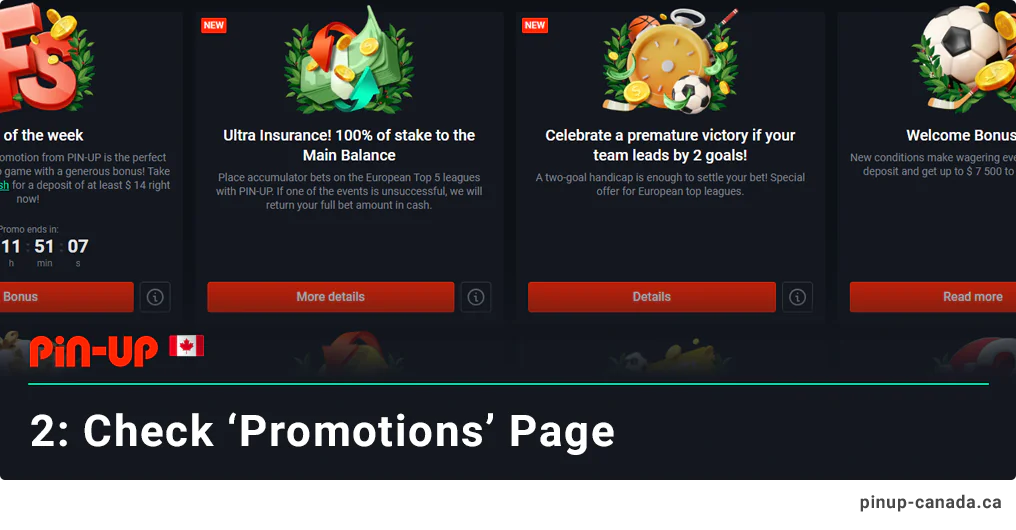 Check actual Pin Up Promotions on the promotions page