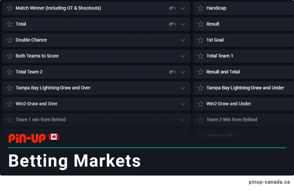 Pin Up Canada Betting Markets are wide
