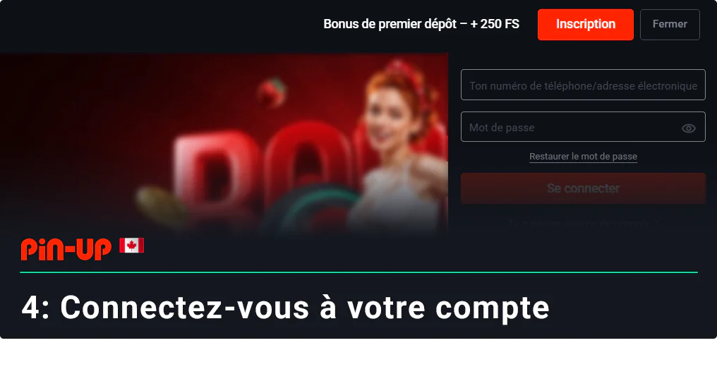 Connectez-vous pour accéder à votre compte Pin Up