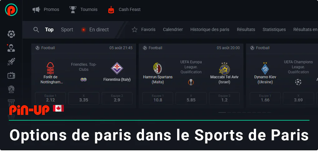 Options de paris Pin Up dans les paris sportifs