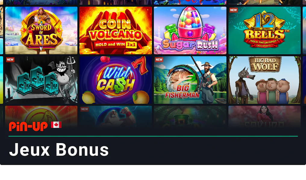 Jeux bonus du casino Pin Up Canada Catégorie des machines à sous