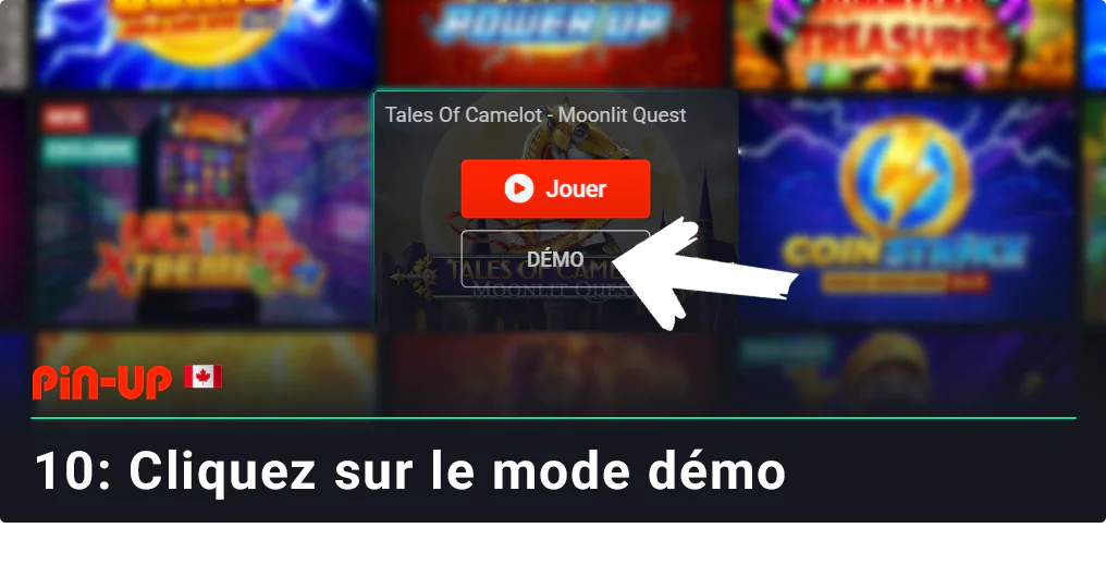Choisissez de jouer au jeu sélectionné en mode démo (le cas échéant) ou avec de l'argent réel