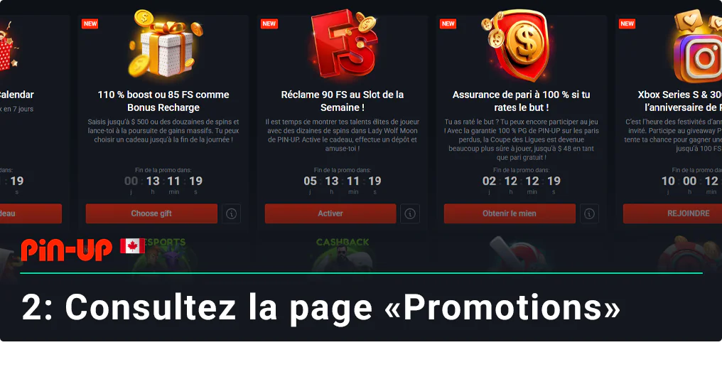 Consultez les promotions Pin Up actuelles sur la page des promotions