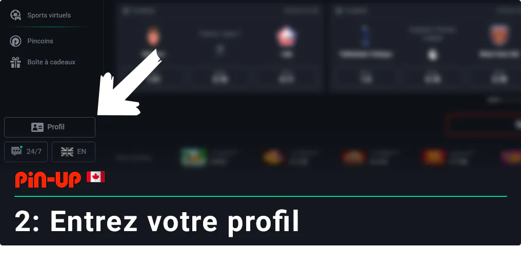 Accédez à votre profil - Cliquez sur le bouton « Profil » dans le menu - Pin Up