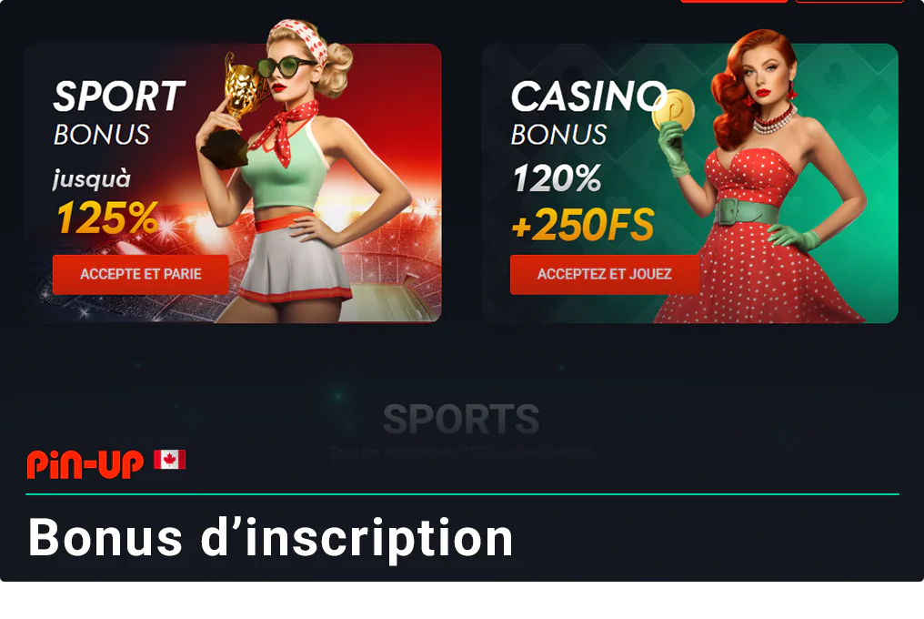 Les nouveaux utilisateurs de Pin Up peuvent choisir l'un des bonus d'inscription
