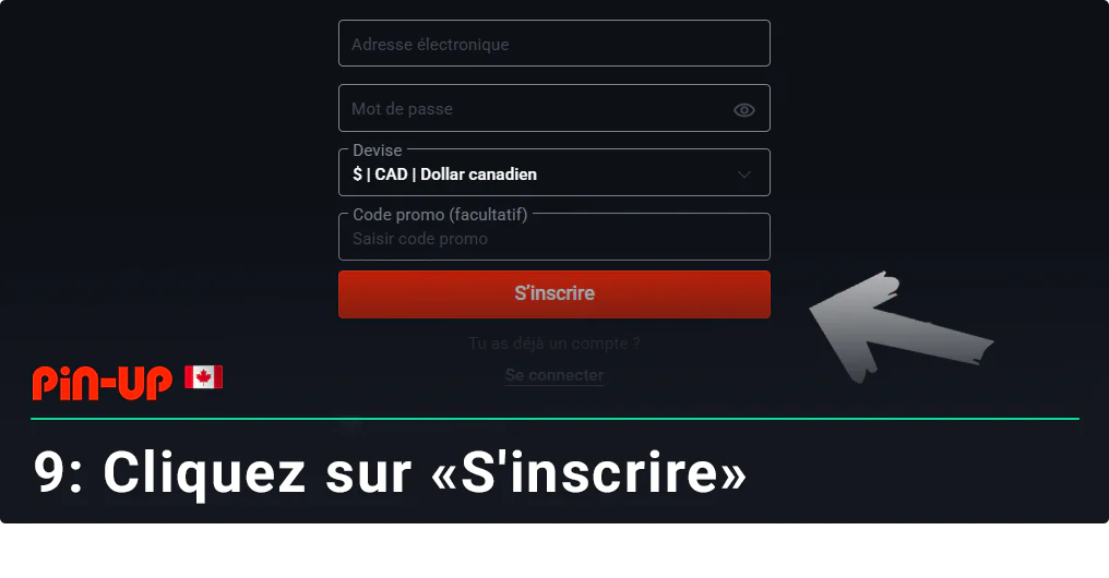 Cliquez sur «S'inscrire» pour terminer votre inscription à Pin Up Canada