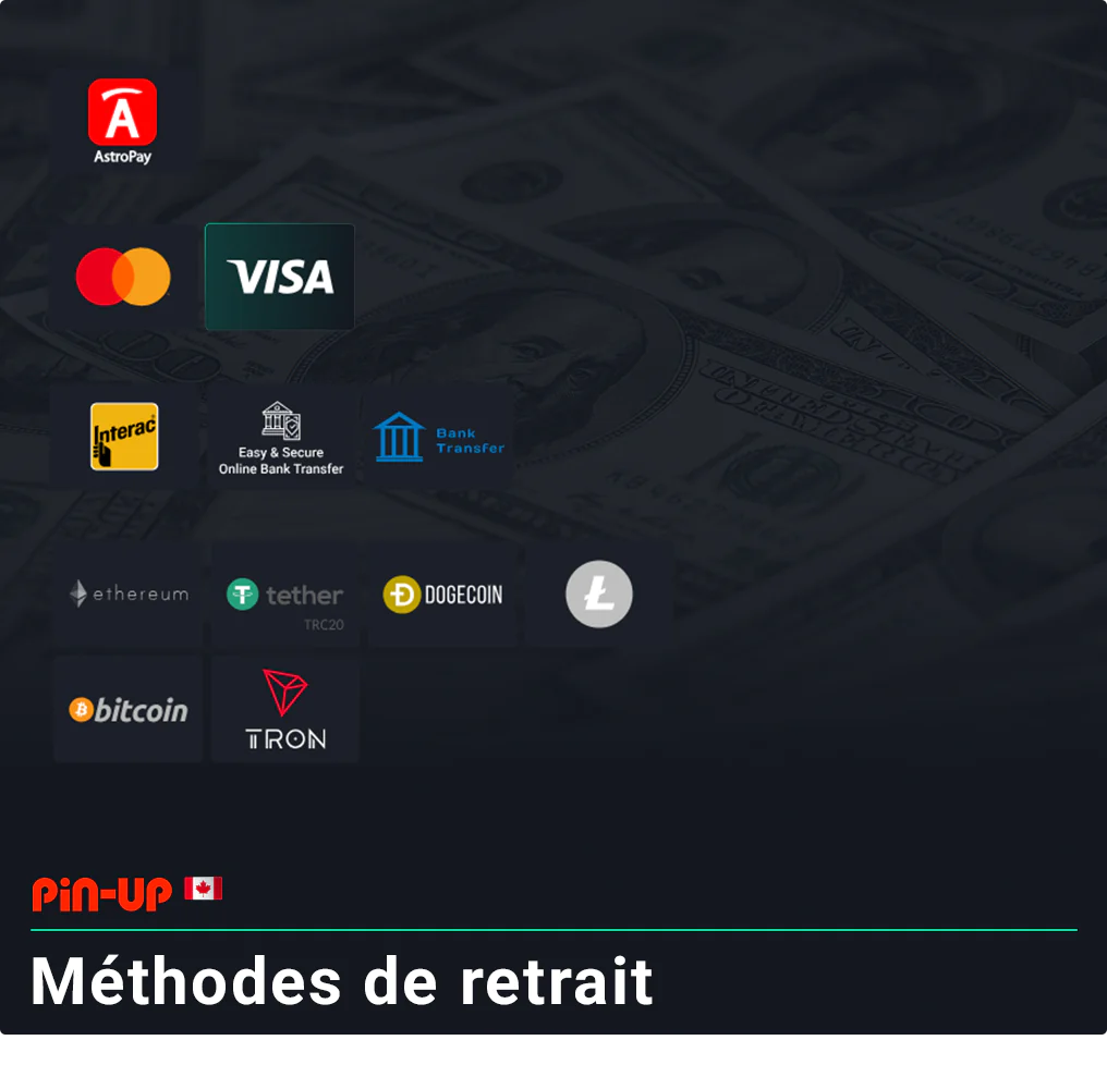 Liste actuelle des méthodes de retrait Pin Up