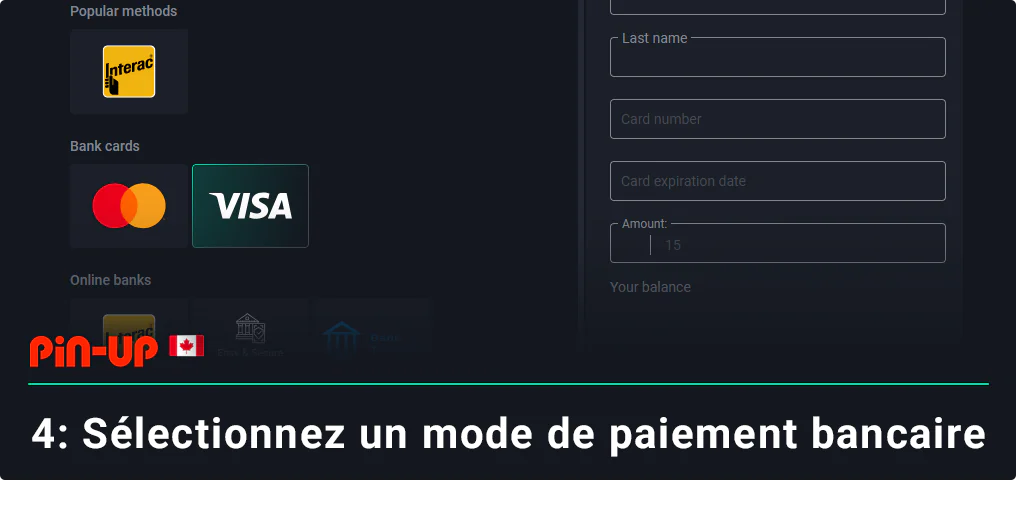 Sélectionnez le mode de retrait le plus pratique dans la liste - Pin Up Canada