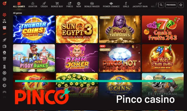 The main section on the Pinco Casino is the online casino