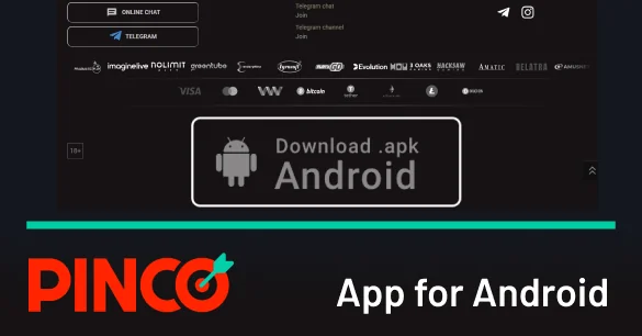 Find the banner with the Pinco bet app for Android and click on it