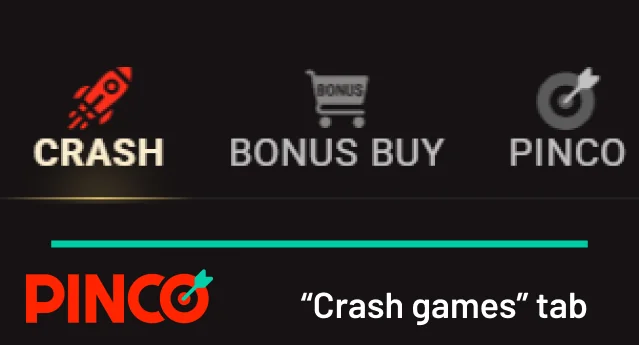 Click the Pinco “Crash games” tab
