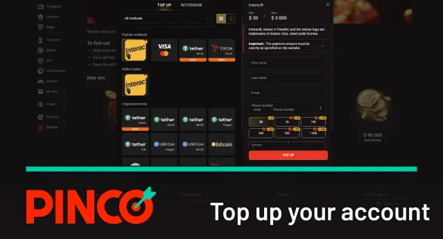 Top up your Pinco account