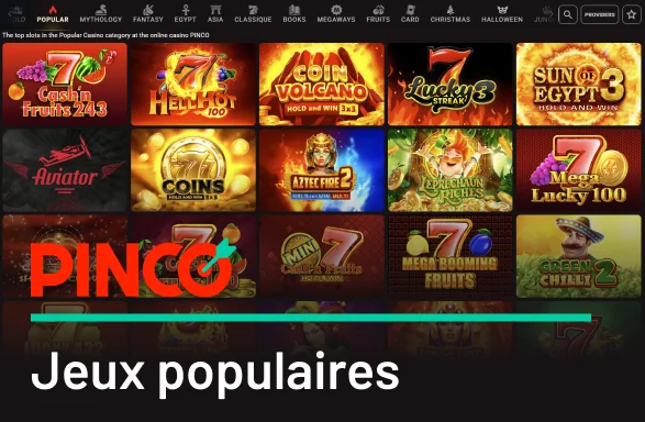 Liste des catégories et jeux populaires de casino mobile - Pinco Canada