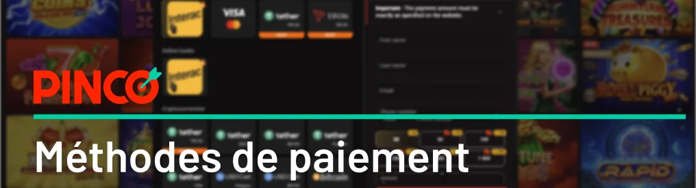 Liste des méthodes de paiement acceptées par Pinco Casino Canada