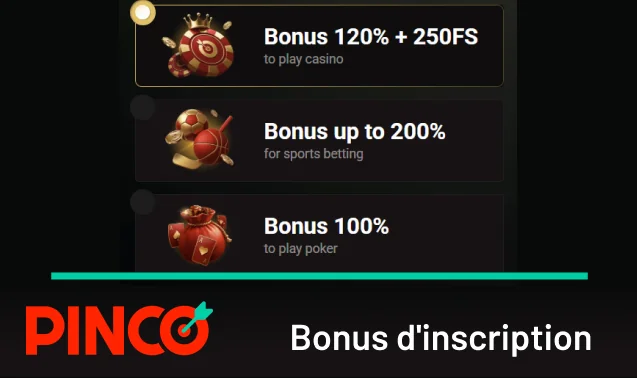 You can accept the Pinco first deposit bonus