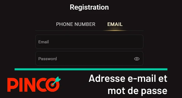 Adresse électronique et mot de passe Pinco