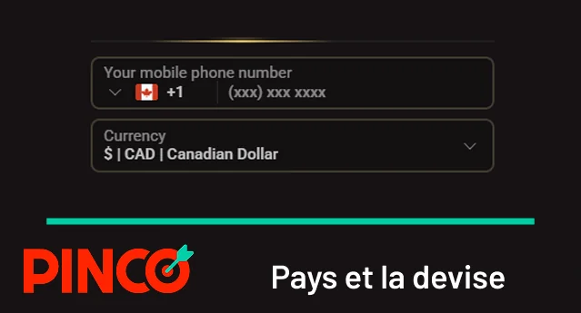 Indiquez le pays et la devise que vous Pinco