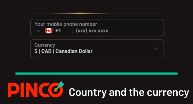 Specify the country and the currency at Pinco