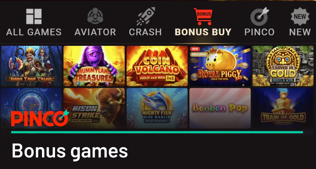 Pinco Canada Casino Bonus Games Slot Category