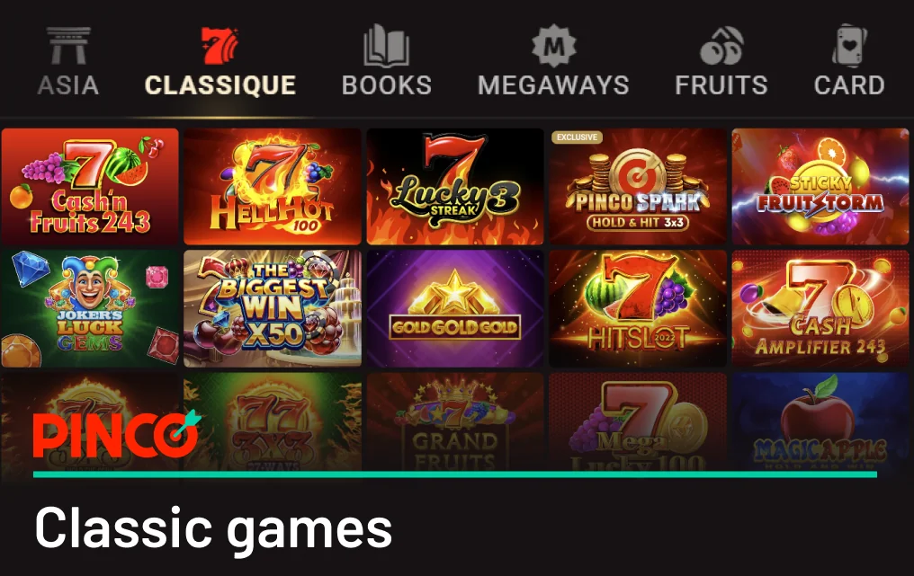 Traditional Classic Slot Games at Pinco Canada Casino
