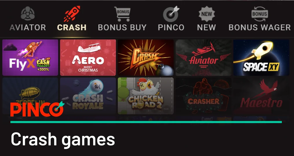 Crash Games are popular among Pinco Canada users