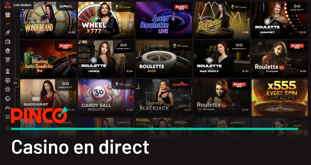 Les jeux télévisés sont une combinaison entre les jeux de casino en direct et les émissions Pinco