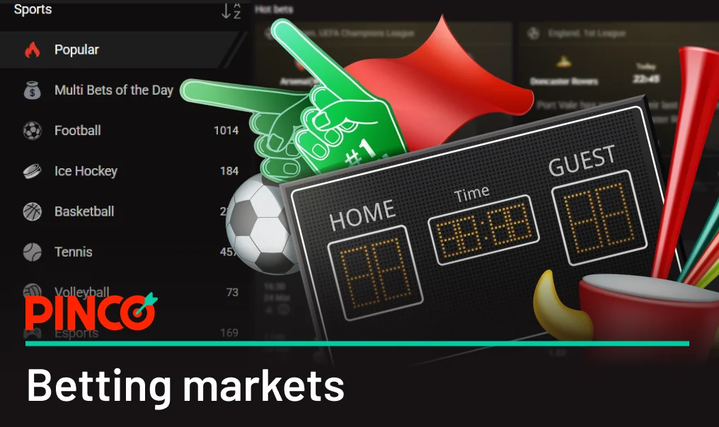 A Pinco bet can be placed on a variety of betting markets