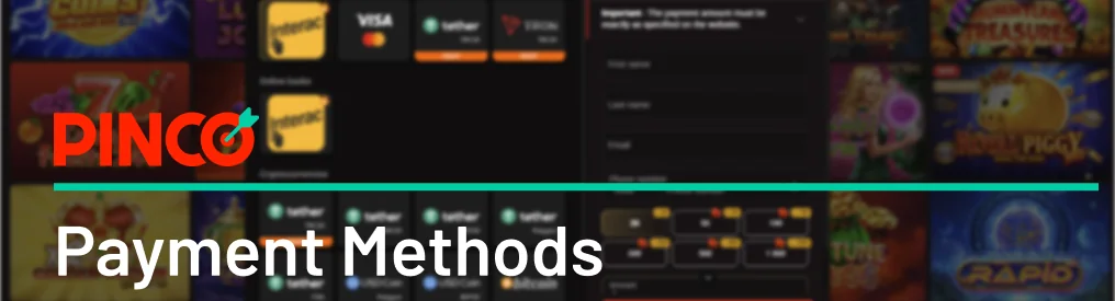 Сhoose a convenient payment method from the Pinco list
