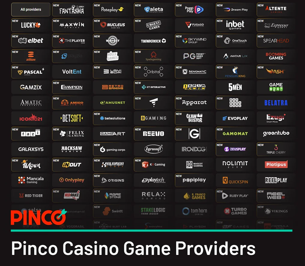 Play Pinco Casino Games from more than 65 Trusted Casino Providers
