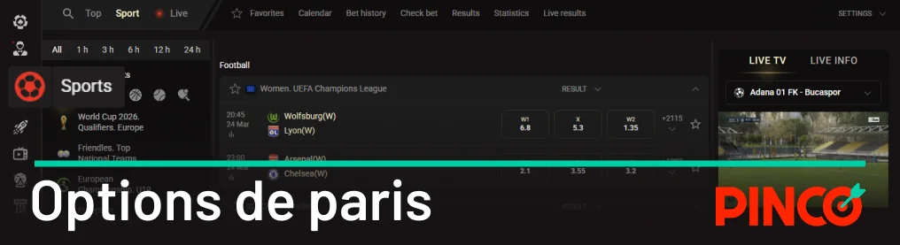 Pinco propose un large éventail de sports
