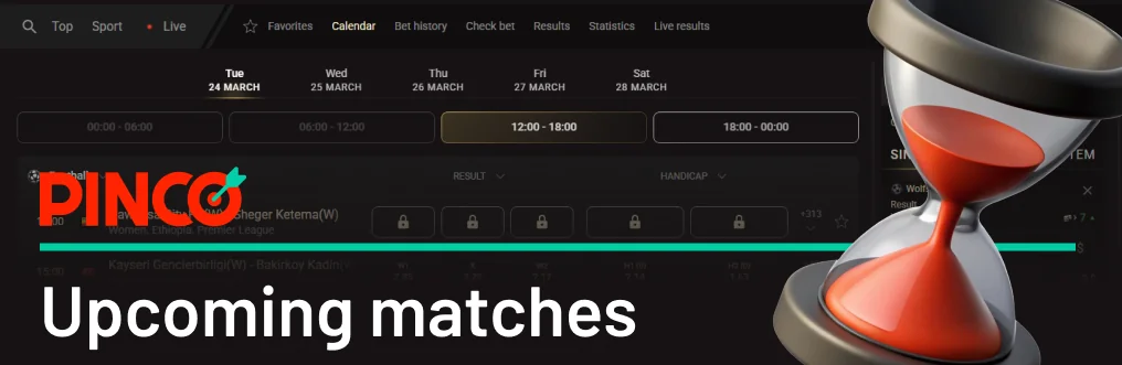 Use Pinco Events Calendar to know where to bet on