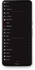 page de menu de l'application Pinco