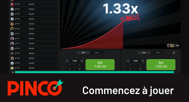 Pinco sur "Pari" pour commencer à jouer.