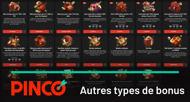 Vous pouvez consulter les autres bonus Pinco sur la page «Promo»