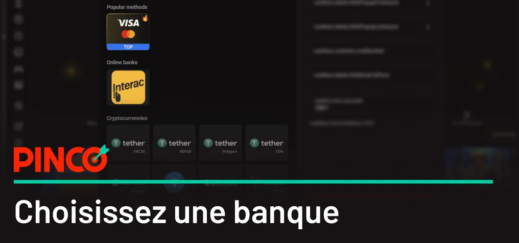 Sélectionnez une oinco méthode bancaire